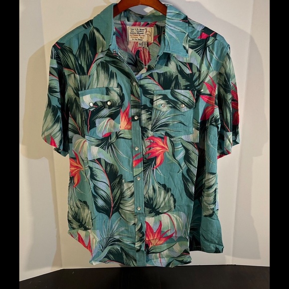 Sandrine Rose x Free People Hawaiian Pearl Snap Tropical Floral Shirt Size M - Picture 7 of 16